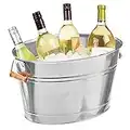 mDesign Champanera de metal – Enfriador de botellas decorativo con asas – Ideal como cubo para enfriar bebidas como vino, cerveza, cava o refrescos – plateado