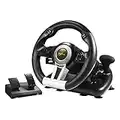 PXN V3 Pro Gaming Steering Wheel with Pedals - 180° Racing Wheel with Vibration Feedback, Steering Wheel for Xbox One, Xbox Series X&S, PC, PS3, PS4, and Switch -Black