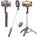 Selfie Stick, Extendable Selfie Stick Tripod with Wireless Remote and Phone Holder, Portable Phone Tripod Stand for Group Selfie/Live Streaming/Video Recording Compatible with iPhone, Android Phones