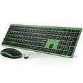 Wireless Keyboard and Mouse, Ultra Slim Silent Keyboard with Responsive & Low Profile Keys, Tilt Angle, Sleep Mode, 2.4GHz USB Cordless Mouse Combo for Computer, PC, Chromebook - Trueque (Deep Green)