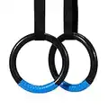 ZELUS Gymnastic Rings, Exercise Olympic Rings with Adjustable Straps, Steel Buckles, Perfect for Workout, Strength Training, Pull-Ups and Dips (Black)