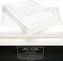 CE CASA ESENCIA Luxury 100% Egyptian Cotton Sheets 1000 Thread Count 4 Piece Extra Deep Pocket Bed Sheet Set Sateen Stripe (King, White)