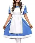 Spadehill Women Blue White Princess Costume Wonder Princess Costume Deluxe Halloween Wonderful Aliec Dress XXL