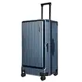 S Unite Star 29 Inch Checked Large Luggage with Side Opening, Lightweight Hardshell ABS+PC+Aluminum Frame Suitcase with TSA Lock, 360 Spinner Wheels, Briefcase for Trip, Dark Grey