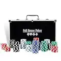 CCLIFE Juego de Poker Profesional Maletín Aluminio de Póker Set 300/500 Chips, Barajas de Cartas, Distribuidor, Ciega Pequeña, Big Blind Buttons,Tapete y 5 Dados