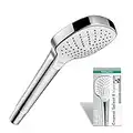 hansgrohe Handbrause Croma Select E, Duschkopf mit 3 Strahlarten, Duschbrause, Antikalk-Funktion, Weiß/Chrom