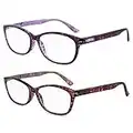 EYEGUARD High Magnification Power 2 Pairs Spring Hinge Reading Glasses Ultra Clear Women Readers(+4.50+5.00 +5.50+6.00)