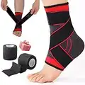 Marelt Tobillera para Esguince de Tobillo y Fascitis Plantar - Tobillera Estabilizadora Deportiva de Compresión para Futbol - Ankle Support - Estabilizador de Tobillo + 2 Vendas Elasticas