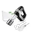 Hamilton Beach Professional 7-Speed Digital Electric Hand Mixer with High-Performance DC Motor, Slow Start, Snap-On Storage Case, SoftScrape Beaters, Whisk, Dough Hooks, Matte Black (62655)