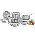 CUISINART MCP-12NCC MultiClad Pro Stainless Steel 12-Piece Cookware Set, Silver