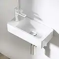 Durovin Bathrooms Small Cloakroom Basin - Wall Mounted Basin - Rectangular Countertop Basin - One Left Hand Tap Hole- 370 x 180 x 90mm (WxDxH)