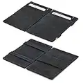 Garzini Porte Feuille pour Homme Magique Minimaliste Fin en Cuir véritable. Porte Carte Anti piratage avec RFID Protection. 10 Fentes de Cartes - Couleur Carbon Black