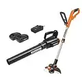 WORX Cordless String Trimmer and Blower WG929.1 Combo, 20V 2 Batteries, Grass Weed Edger