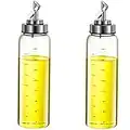 Bssowe 2 Pièces Bouteille Huile Olive Vinaigre, Bouteille d'Huile 500ml, Ensemble Distributeur Vinaigre d'Huile, Conteneur Bouteille d'Huile d'Olive Verre, Verre Sans Plomb, pour l'Huile, Vinaigre