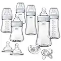 Chicco Duo Deluxe Hybrid Baby Bottle Gift Set with Invinci-Glass Inside/Plastic Outside - Clear/Grey