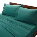 Bedsure Queen Bed Sheets Set Green - Bedding Sheets Pillowcases 4 Pieces, Sheet Pillowcase Sets for Queen Size Bed with Ruffled Hem, Sheets for Queen Size Bed