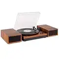 Fenton Bluetooth Record Player Turntable with Built-In Speakers, Hifi System with 3 Speed LP, Ceramic Stereo Cartridge with Stylus, Auto Stop, Plays 7", 10" and 12" Vinyl - RP165 Wood Finish