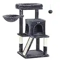 FEANDREA Cat Tree, Multi-Level Cat Tower with Widened Perch for Large Cats Indoor, Kittens, Cat Condo with Scratching Posts and Ramp, Smoky Gray UPCT51G