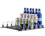 Rula Drink Organizer for Fridge, Self-Pushing Soda Can Organizer for Refrigerator, Width Adjustable Beverage Pusher Glide, Beer Pop Can Water Bottle Storage for Pantry, Kitchen-Black, 5 Rows
