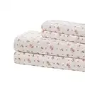 Amrapur Microfiber Sheet Set | Luxuriously Soft 100% Microfiber Rose Printed Bed Sheet Set with Deep Pocket Fitted Sheet, Flat Sheet and 2 Pillowcases, 4 Piece Set, Full