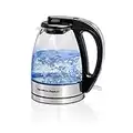 Hamilton Beach Glass Electric Tea Kettle, Water Boiler & Heater, 1 L, Cordless, LED Indicator, Auto-Shutoff & Boil-Dry Protection (40930), Clear