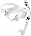 Cressi Italian Boutique Collection - Tempered Glass Lens Frameless Scuba Snorkel Mask - Dry Snorkel Set, Blanche