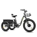 NF NIGHTFIRE Maxfoot Electric Tricycle,Electric Trike Fat Tire Bicycle Trike 3 Wheel Ebikes,65+ Miles,750W 17.5Ah Removable Battery, MF307 Ebikes 350lbs Carry with Waterproof Rear Basket Bag (Grey)