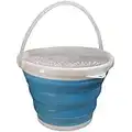 iGadgitz Home U6852 Silicone Collapsible Bucket 10L / 2.1 Gallons Folding Bucket for Home Use, Outdoor, Camping, Fishing, Travel, Gardening – Blue