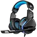 Foyose Auriculares para Juegos PS4 PS5 PC Xbox One, PS4 Auriculares con micrófono Cancelación de Ruido, Sonido Envolvente estéreo 3D, Orejeras Gruesas y cómodas, Diadema Ajustable, iluminación LED