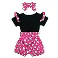 FYMNSI Neugeborenes Baby Mädchen Halloween Kostüm Sommer Bekleidungsset Baumwolle Kurzarm Body Top Gepunktet Shorts Schleife Stirnband 3tlg 1 Jahr Geburtstag Party Outfits Rose 6-12 Monate