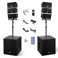 PRORECK Club 8000 18-inch 8000W P.M.P.O Stereo DJ/Powered PA Speaker System Combo Set 6 Line Array Speakers and Two 18 inch Subwoofers with Bluetooth/USB Drive Read/SD Card/Remote Control