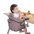 Hook On High Chair, Clip On Baby Chair, Fold-Flat Storage & Tight Fixing Portable Feeding Seat with Foldable Backrest, High Load Design, Attach to Fast Table Chair for Home & Travel (Brown)