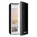 Klarstein Alleinversorger - Fridge Refrigerator, Class F, Freezer, 5 Levels of Temperature Control, 2 Glass Shelves, Interchangeable Door, Capacity: Fridge 90L Freezer 7L, Black