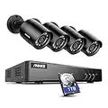 ANNKE 8 Channel Outdoor Security CCTV Camera System with Smart Human & Vehicle Detection, 3K Lite H.265+ DVR with 1TB Hard Drive and 4x 1080P Home Security Cameras, Email & APP Alert with Images-E200