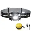 Everbeam H6 Pro LED Headlamp, Motion Sensor Control, 650 Lumen Bright, 30 Hours Runtime, 1200mAh Battery Powered USB Rechargeable Headlight Flashlight | Camping Hiking Hunting Running Red Night Cycling Fishing Inspection Work | Waterproof Small Torch