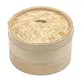 Trademark Innovations Bamboo Steamer-3 Piece-10 Inch Diameter, Tan, Standard