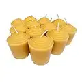 BeeTheLight Votive Candles (Pack of 12) - Unscented - 15 Hours Burn Time Each - Naturally Light Honey Scented - 100% Pure Beeswax Candles - Handmade Decorative Votive Candle Set