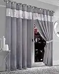 Olivia Rocco Diamante Blackout Eyelet Curtains With Tie Backs Black Out Thermal Ring Top Curtain Pair Window Dressing, 90" (Width) x 90" (Drop) Silver