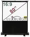 LUXBURG 80" 177x100cm 16:9 Écran De Projection Portable UHD 4K Autoportant - Tissu Blanc Mat avec Étui De Transport !