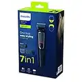 Philips 7-in-1 All-In-One Trimmer, Series 3000 Grooming Kit for Beard & Hair with 7 Attachments, Including Nose Trimmer, Self-Sharpening Blades, UK 3-Pin Plug-MG3720/33