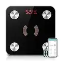 Smart Digital Body Fat Scale, Black Bluetooth Bathroom Scale, with iOS and Android APP, 180kg/400lb High Precision Measurement, Detects 13 Data Including Body Weight, Fat Content, Muscle Mass