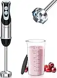 FRESKO Stainless Steel Hand Blender, 1200W Electric Stick Blender with 12 Speed and Turbo Mode, Heavy Duty Copper Motor Immersion Blender,700ml Beaker for Baby Food, Smoothies, Soup, BPA-Free