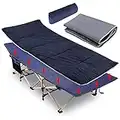 Folding Camping Bed for adults, with Soft Comfortable Mattress and Pillow, Extra Wide Heavy Duty Camp Bed Portable, Strong Sleeping Cot Outdoor