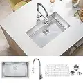 ATTOP 30 Inch Undermount Kitchen Sink With Faucet,Stainless Steel Undermount Single Bowl Kitchen Sink