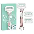 Gillette Venus Deluxe Smooth Sensitive Rasierer Damen, Damenrasierer + 3 Rasierklingen mit 5-fach Klinge, RoseGold, Geschenk für Frauen