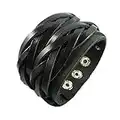 Original Tribe Fashion Punk Adjustable Leather Wristband Cuff Bracelet - Great for Men, Women, Teens, Boys, Girls Sl2460 (Black)