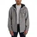 Carhartt mens Rain Defender Relaxed Fit Heavyweight Hooded Jacket Shirt, Black Heather, Medium US