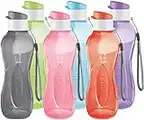 MILTON 6- pack -12 oz Kids Water Bottle for School Reusable Leak proof Small Sports Water Bottle BPA Free Durable Plastic Leak Free with Carry Strap for Lunch Travel Cycling Camping Gym Yoga -6 colors