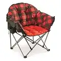 Guide Gear Club Camping Chair, Oversized, Portable, Folding with Padded Seats, 500-lb. Capacity, Red Plaid