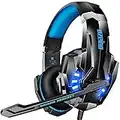 OZEINO Gaming Headset für PS4 PS5 3D Surround Sound Noise Cancelling Kopfhörer Mit Mikrofon Für PC Xbox One Switch with LED Licht